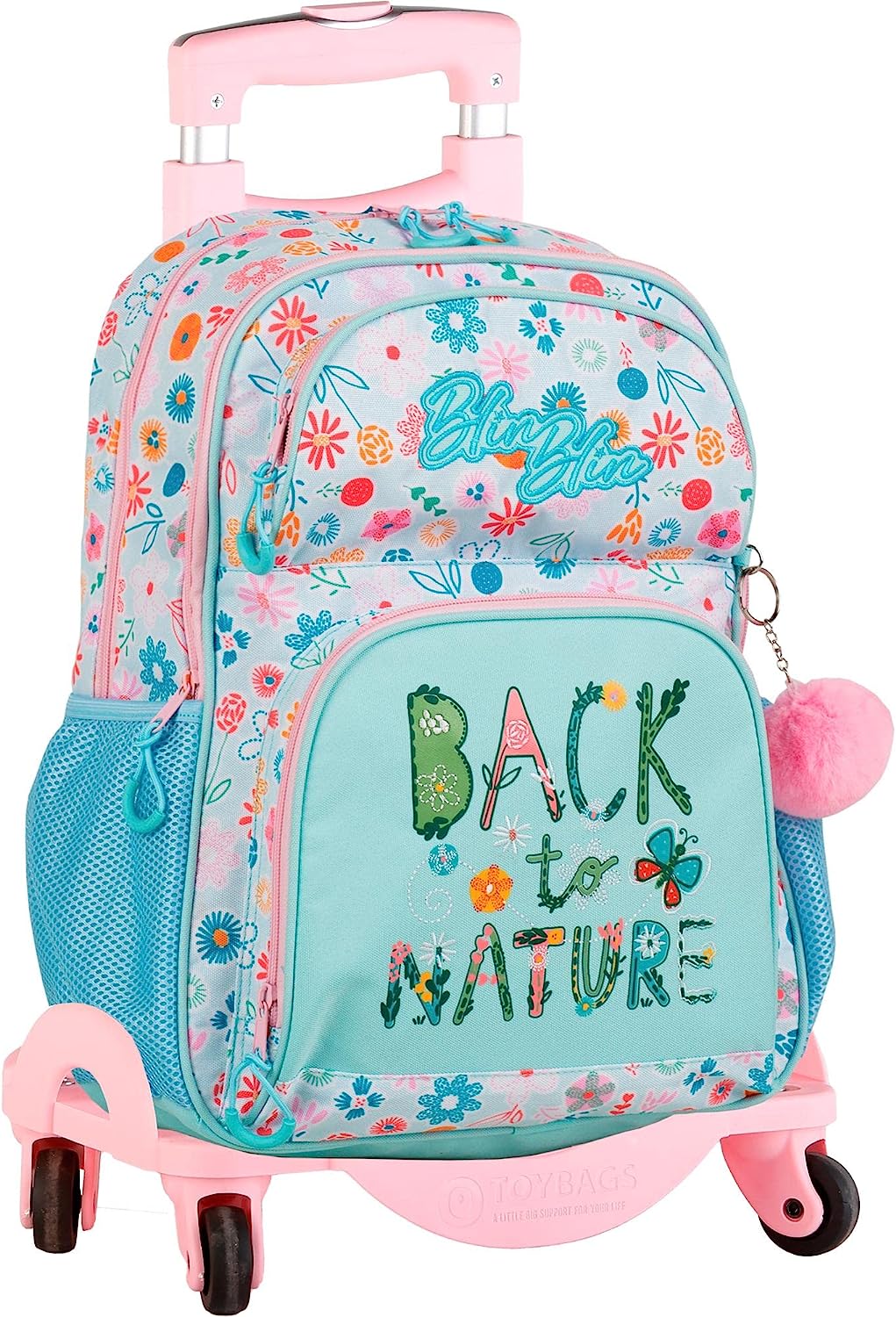 Mochila Escolar Blin Dots + Carro 4 Ruedas Giratorias 42x31x17cm. (V)