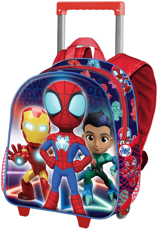 Mochila 3D Con Ruedas Spiderman Marvel Pequeña 26x34x13cm