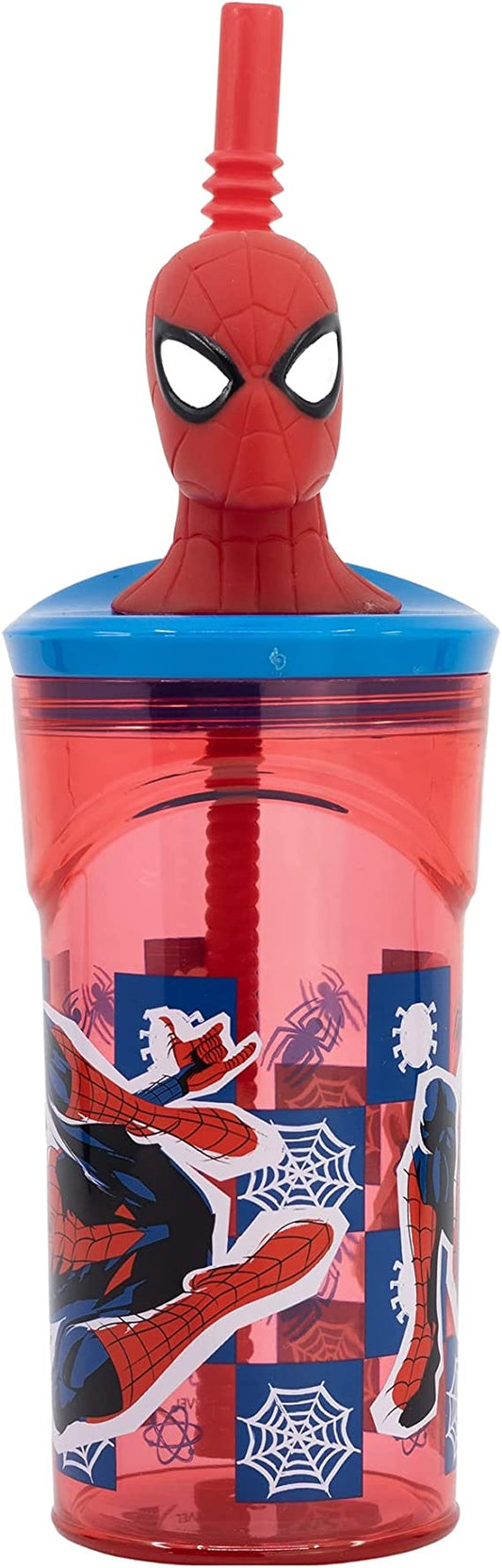 Vaso Spiderman Marvel con Pajita y Tapa con figurita 3D 360ml