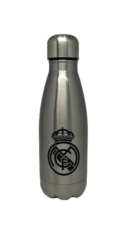 Botella Cantimplora Plateada Acero Inoxidable Real Madrid 550ml.