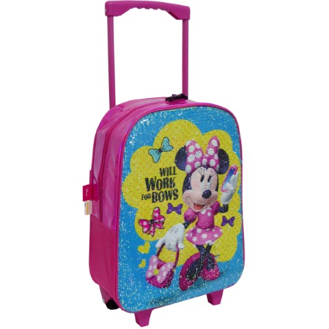 Mochila Con Trolley Fijo Minnie Disney C/ Lentejuelas 28x35x11cm.