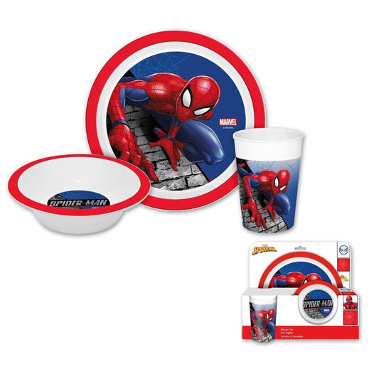 Set Plato Bowl Y Vaso Spiderman Marvel