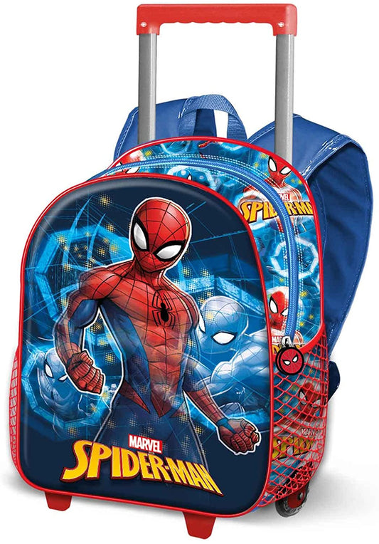 Mochila 3D Con Ruedas Spiderman Marvel Pequeña 26x34x13cm