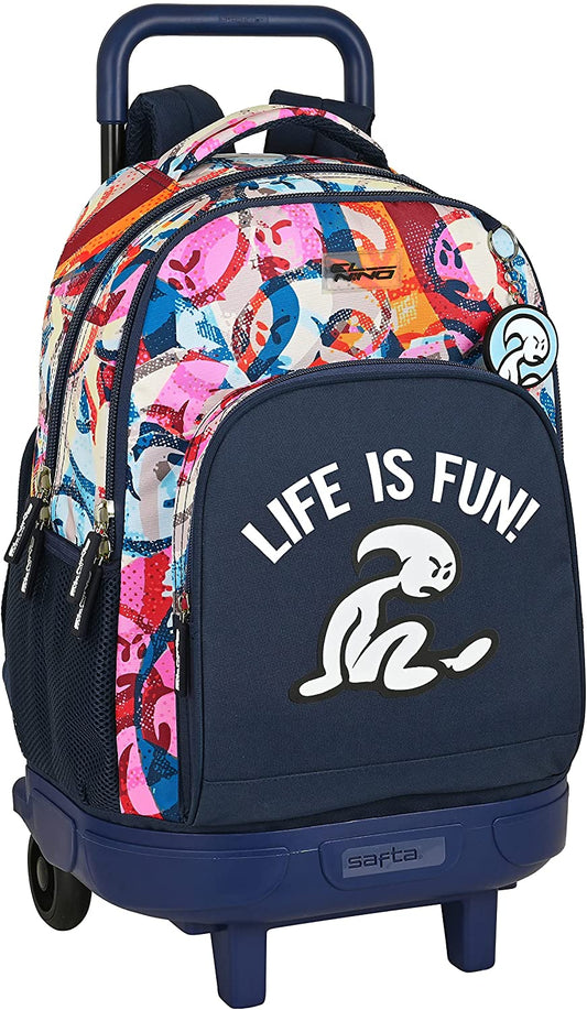 Mochila Gde. C/Ruedas Compact Extraible El Niño Life Is Fun 33x22x45cm (V)