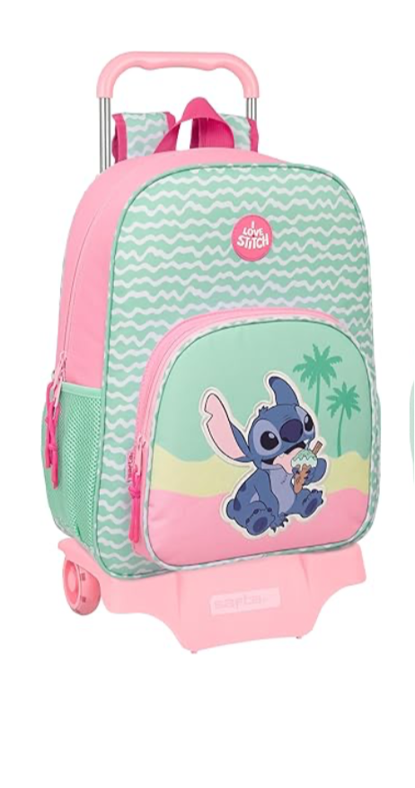 Mochila Escolar con Carro Safta Stitch Ice Cream 33x14x42 cm