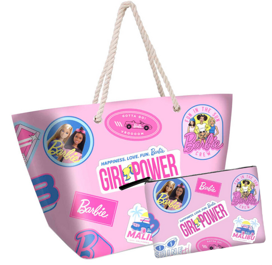 Lote Bolsa de Playa 52cm + Neceser 30cm Barbie