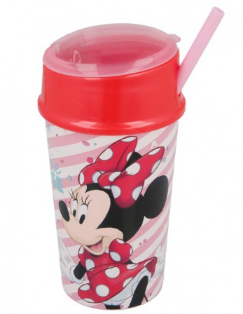 Vaso Minnie Disney Doble Uso Con Pajita 400Ml.