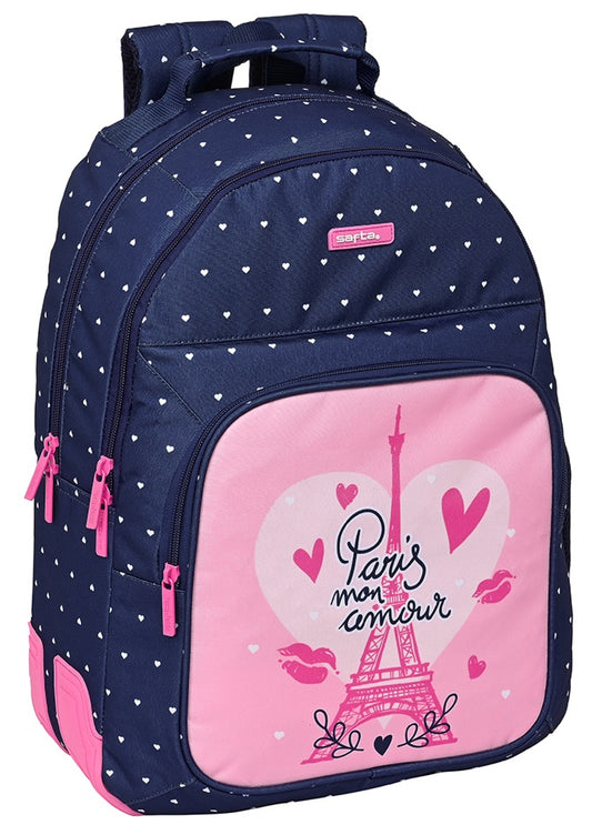 Mochila Doble Adapt.Carro Safta Paris 32X15X42Cm (V)
