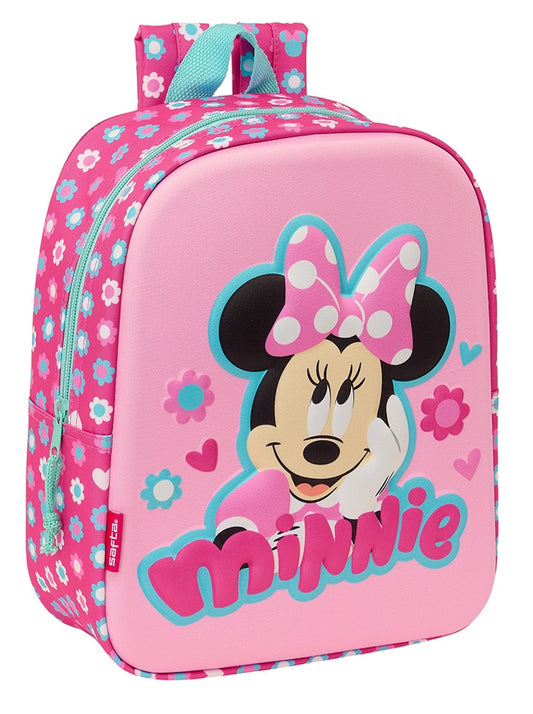 Mochila Guarderia 3D Bolsillo Red Minnie Mouse 22X10X27Cm