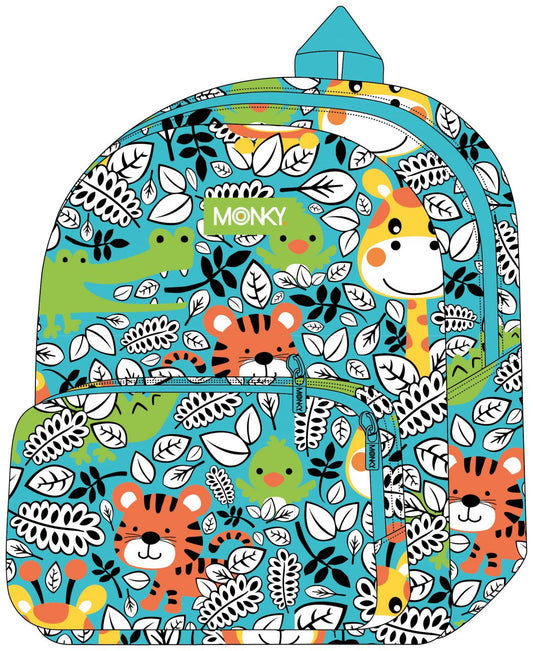 Mochila C/Bolsillo Monky Safari 28cm (V)