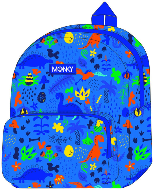 Mochila C/Bolsillo Monky Dinos 28cm (V)