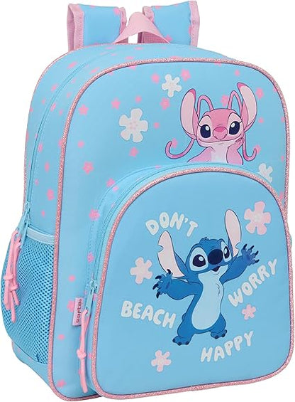 Mochila Infantil, Adaptable a Carro STITCH HAPPY 32x12x38 cm